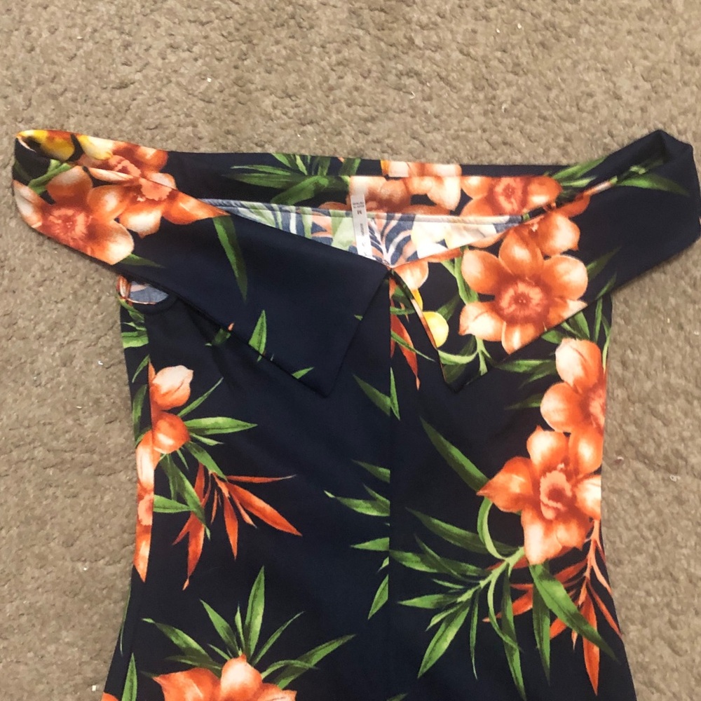 DNA couture Navy One-Shoulder Floral Bodycon Dress with Orange BloomsSize M - Picture 7 of 11